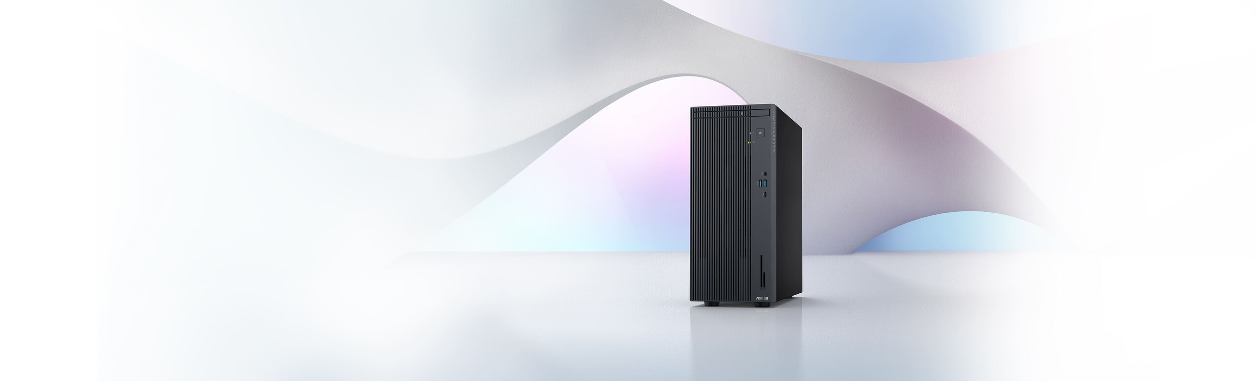 Baner cu ASUS ExpertCenter P500 Mini Tower. In dreapta unitatea ASUS