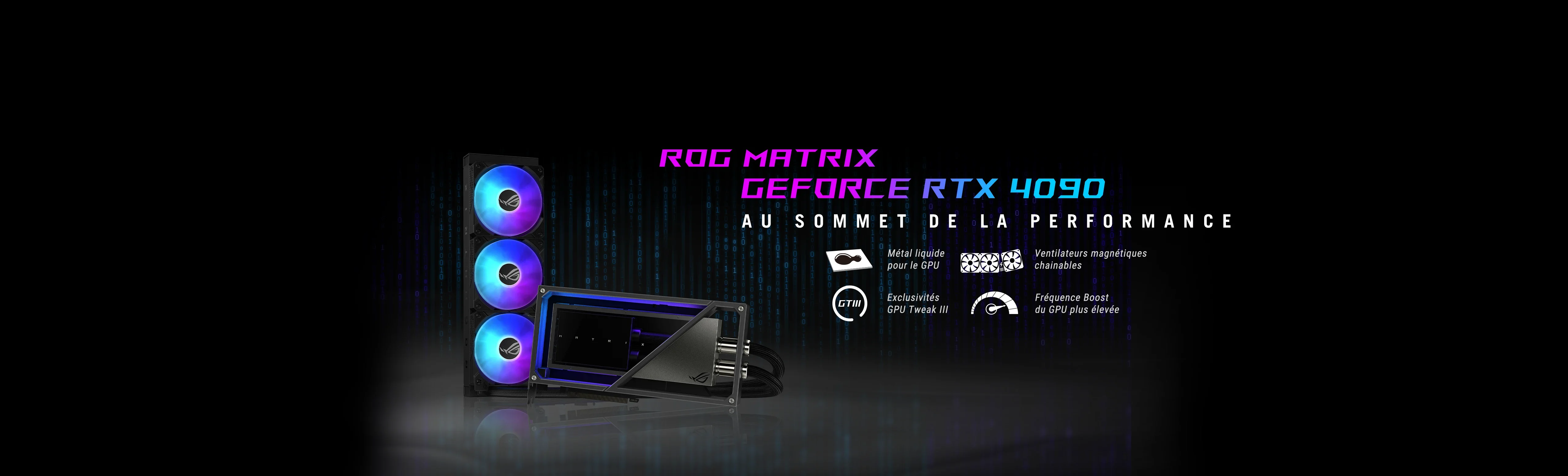 Carte graphique ROG Matrix GeForce RTX 4090 avec arri&egrave;re-plan Ada Lovelace