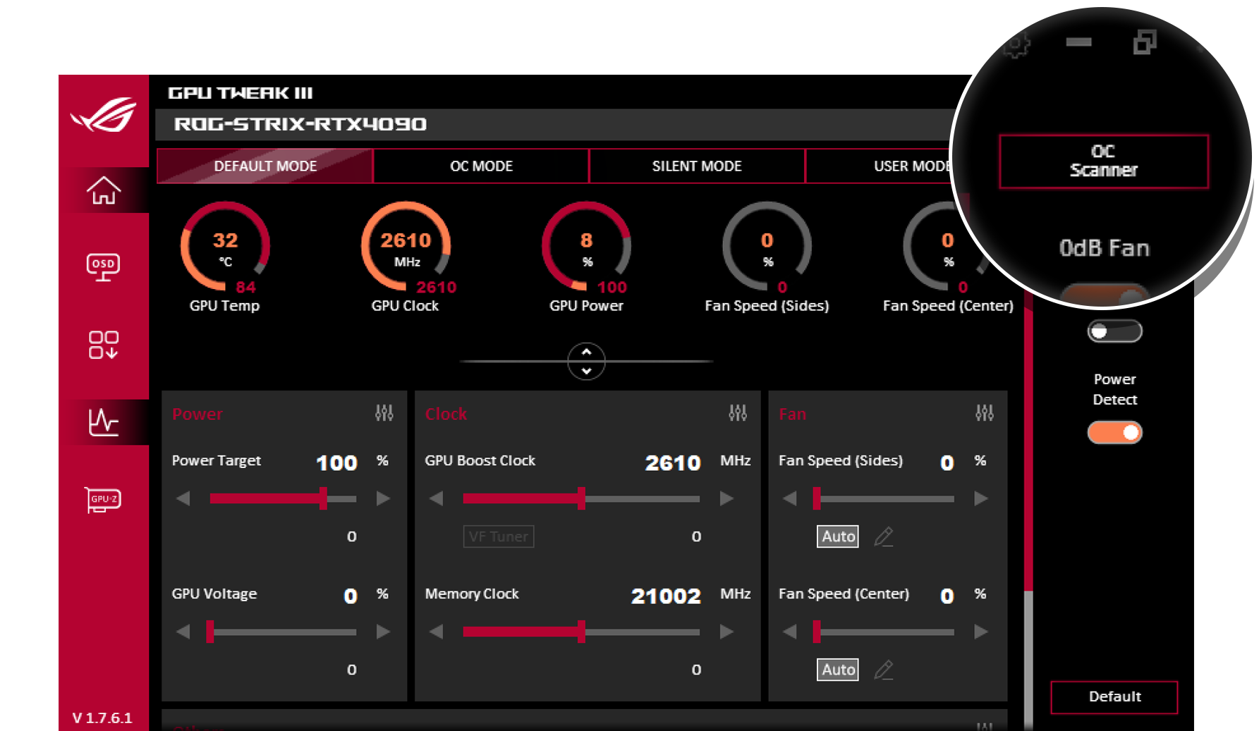ASUS GPU Tweak III overclock OC scanner interface