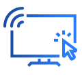 A computer screen with a Wi-Fi connection icon in the top-left corner and a mouse icon in the bottom-right corner.