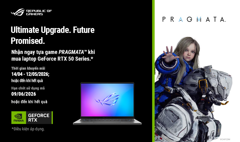 MUA LAPTOP ASUS ROG & TUF GAMING TRANG BỊ GEFORCE RTX 50 SERIES – NHẬN NGAY TỰA GAME PRAGMATA™ 