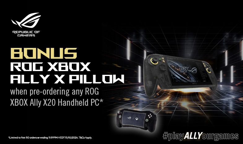 Pre-order any ROG XBOX Ally X20 and score a bonus ROG XBOX Ally X Pillow.*