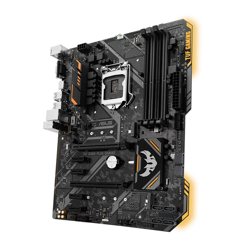 TUF B360-PLUS GAMING front view, 45 degrees