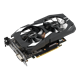 Dual GeForce GTX 1660 Ti graphics card, front angled view, highlighting the fans, I/O ports