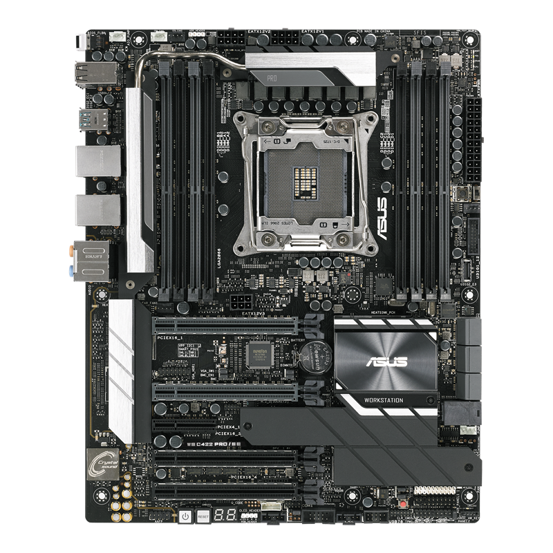 WS C422 PRO/SE motherboard, front view
