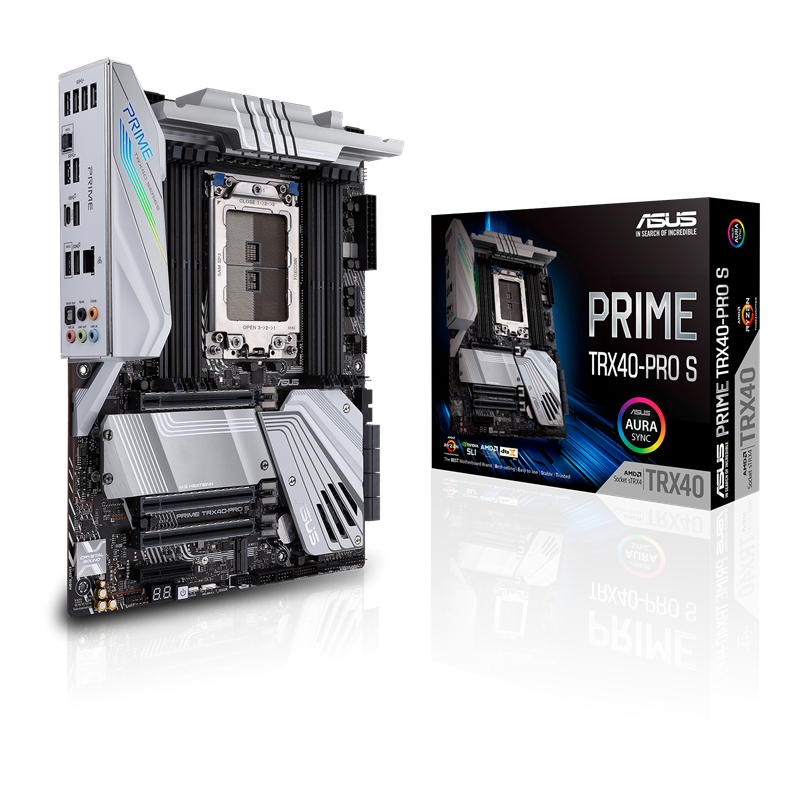 PRIME TRX40-PRO S front view, 45 degrees, with color box