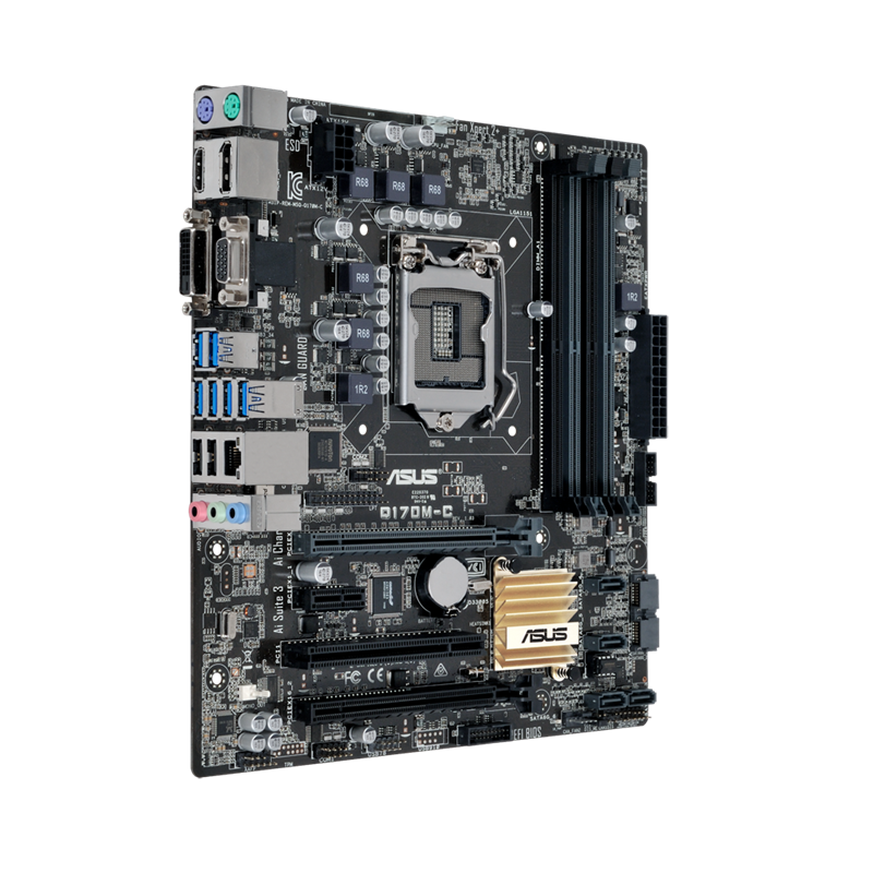 Q170M-C/CSM motherboard, right side view