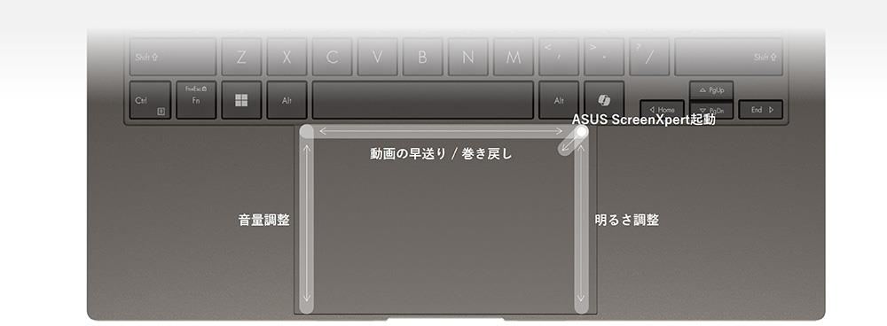 広々としたスマートなタッチパッド搭載