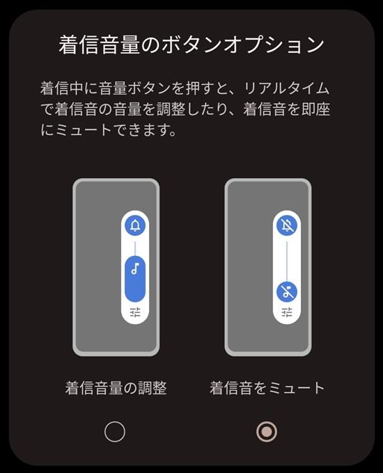 着信音量のボタンオプション