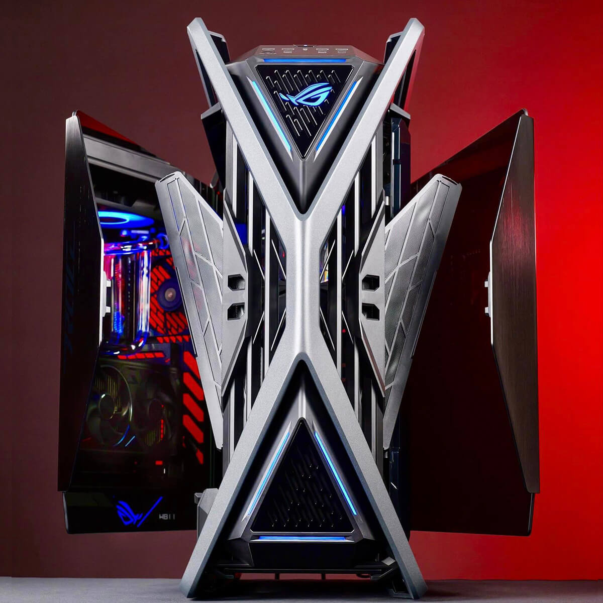 Widok z przodu – system PC ROG o wzornictwie Power Rangers