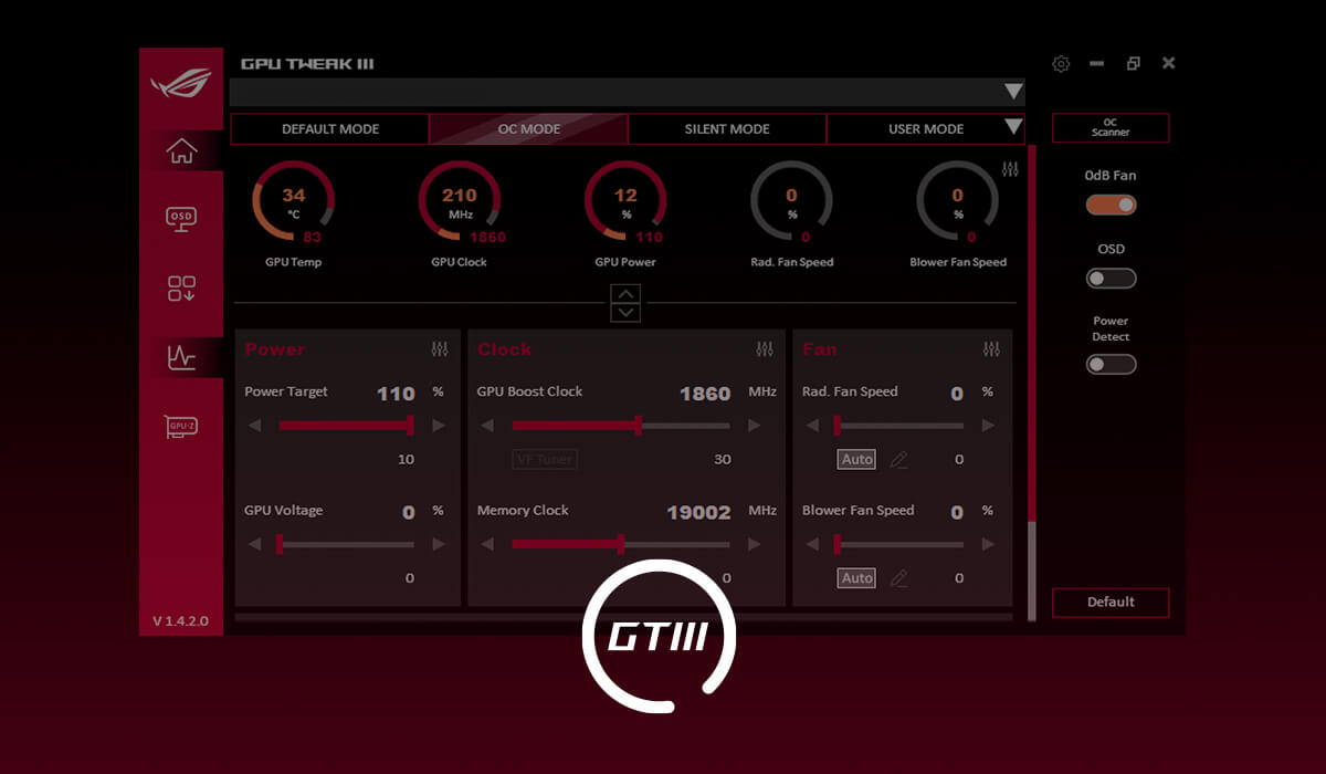 Interfejs GPU Tweak III