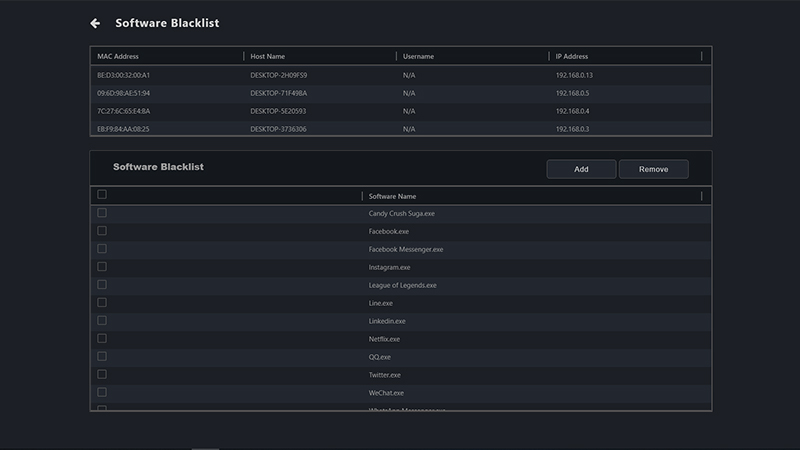 Software blacklist of ASUS Control Center Express