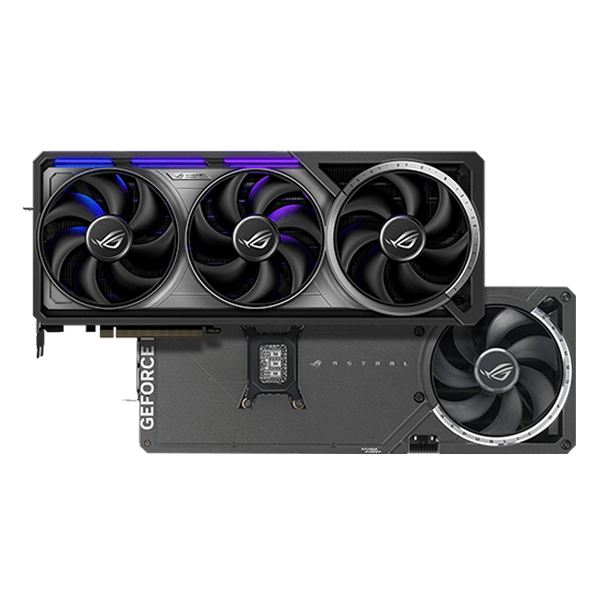 ROG Astral GeForce RTX™ 5080 16GB GDDR7 OC Edition, vue avant et arrière